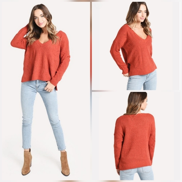 cupcakes & cashmere Sweaters - NWT Cupcakes And Cashmere Burnt Orange Pullover Loose Fit Maj Sweater